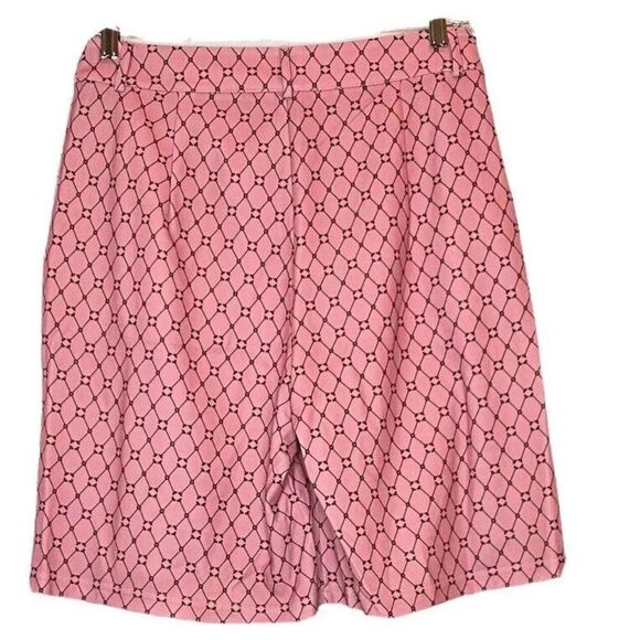 Shein Womens High Waist Shorts Size 8 10 Zip Up Polyester Pink Black Geometric - Picture 6 of 7